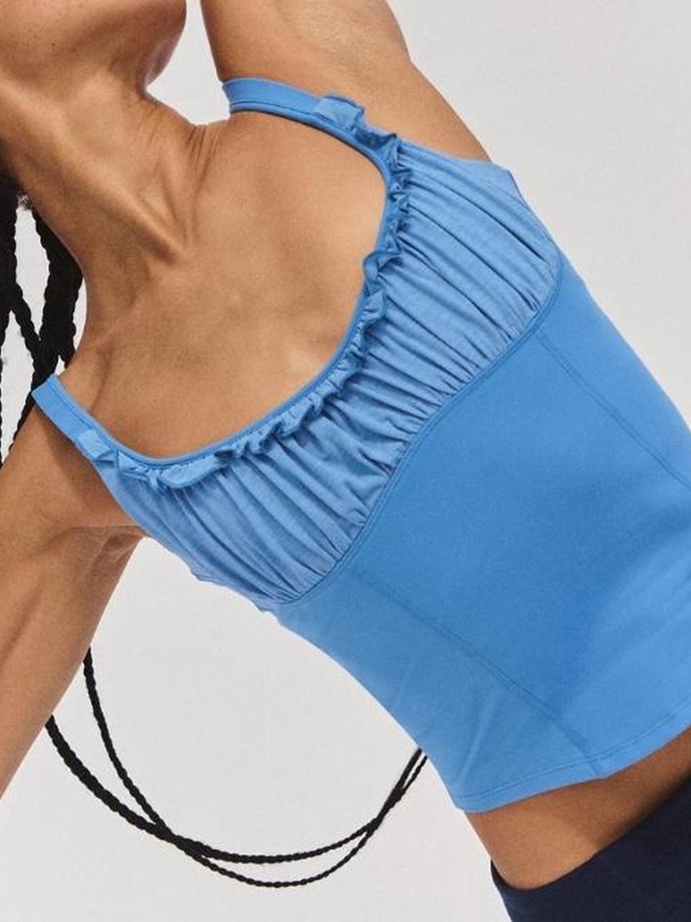 FP Movement by Free People Sky Blue Ruched Tank Top